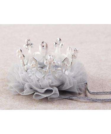 Nishine Gold/Silver Crown Headband for Dog Cat Pink Tulle Mesh Crown Tiara Pet Crown Hairband Hat Party Costume (Pearl&Silver) - Buy Online on GoSupps.com