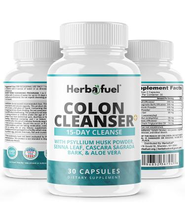 Herbafuel Colon Cleanse - Detox Support for Gut Health, Bloating Relief - Probiotics, Fibers, Psyllium Husk Powder - Non-GMO - Buy Online on GoSupps.com