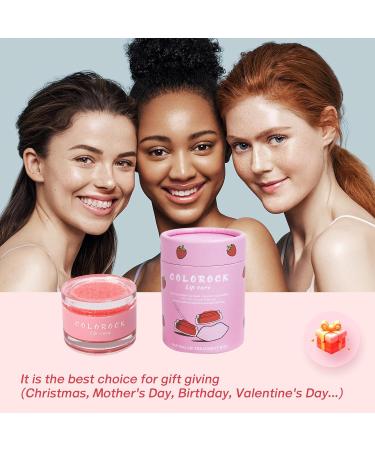 COLOROCK Lip Mask &Sugar Lip Scrub Set Natural Lip Treatment Duo - 4 IN 1 Lip Sleep Mask Gift Set for Exfoliate Nourish Soothe & Hydrate Dry and Flaky Lips-Lip Mask Overnight for Lip Care-Strawberry - Buy Online on GoSupps.com