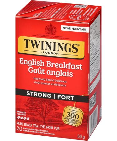 Twinings English Breakfast Extra Strong Individually Wrapped Tea Bags | Caffeinated Intensely Bold Smooth Full-Bodied Taste of Pure Black Tea | 20 Count (Pack of 6) | Enjoy Hot or Iced English Breakfast Strong 20 Count (Pack of 6) - Buy Online on GoSupps.com