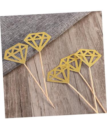 AOKWAWALIY 50pcs Wedding Decoration Diamond Shaped Cupcake Picks Cupcake Diamond Topper Cake Topper Diamond Glitter Diamond Wedding Ceremony Decorations Fruit Happy Birthday Bride Golden medium - Buy Online on GoSupps.com