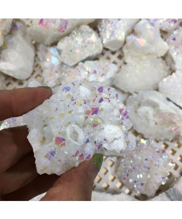 for Pretty White Angel Aura Quartz Point Electroplated Crystal Cluster Piedras decorativas para el hogar (Size : 80-110G) - Buy Online on GoSupps.com