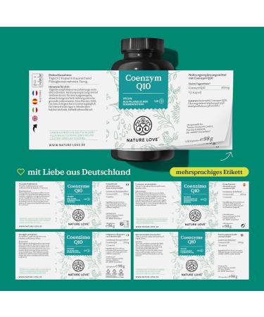 Buy Nature Love Coenzyme Q10 - 200mg Vegan Capsules | 120 High-Dose Capsules | Herbal Fermentation | Made in Germany - 4 Month Supply - Buy Online on GoSupps.com