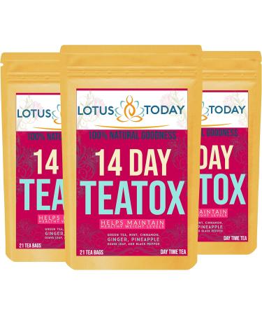  lotustoday Tea ox 14 Days - Detox Tea with Green Tea Cinnamon & Ginger - 21 Tea Bags (63 Tea Bags) - Buy Online on GoSupps.com
