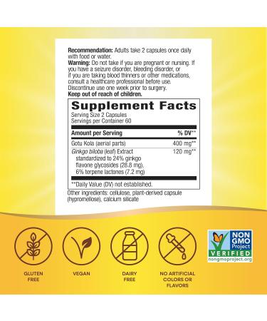 Nature's Way Ginkgo Biloba 120 Vegan Capsules - Boost Memory & Focus - Buy Online on GoSupps.com