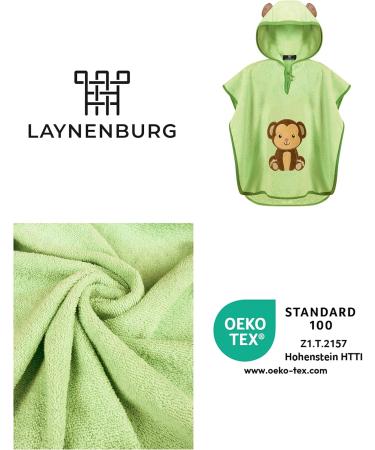 Laynenburg Premium Cotton Hooded Bathing Poncho for Kids | Oeko Tex Certified | Green Monkey Design for Ages 1-3 - Buy Online on GoSupps.com