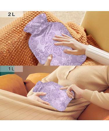Hot Water Bottle with Floral Cover - 1L for Pain Relief | Purple Design | Ideal for Bed & Foot Comfort - Buy Online on GoSupps.com