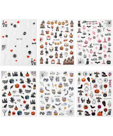 AIMEILI Halloween Nail Art Stickers Decals Self-Adhesive 30 Sheets 3D Nail Stickers for Women Girls Manicure DIY and as Kids Craft Art 003 - Buy Online on GoSupps.com