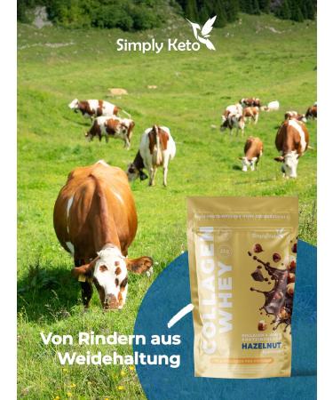  Simply Keto Hazelnut Collagen & Whey Protein Powder Keto & Lower Carb Shake 22g protein 0.5g carbs gluten-free sweetened with stevia pasture-raised | 15 servings - Buy Online on GoSupps.com