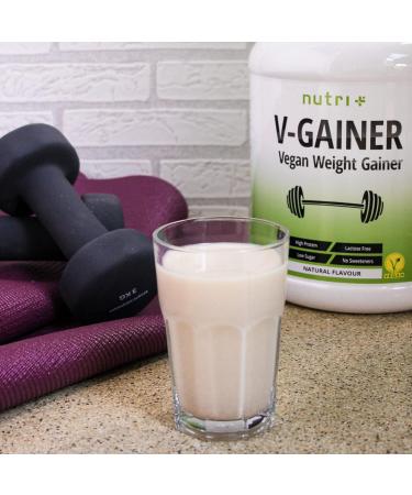 Nutri + Weight Gainer Vegan - V-Gainer Mass Peanut Butter Caramel Flavor 2 KG - No Maltodextrin - 2000g Healthy Protein Supplement - Buy Online on GoSupps.com