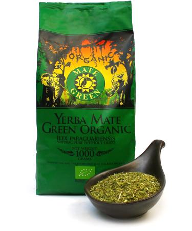 Mate Green Mate Tea Bio |Yerba Mate Bio 1 kg |Organile Lose Leaf |95 % large leaves 5 % sticks |Traditionally harvested dried without smoke |Brazilian Mate Tea from Rio Grande Do Sul Single