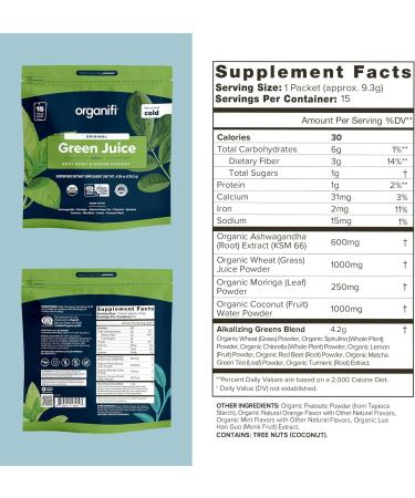 Organifi Green Juice - Organic Superfood Supplement Powder - 15 Packs - Buy Online on GoSupps.com