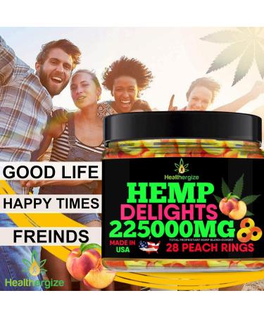 Hemp Gummies-Peach Rings Premium Hemp Oil Gummy Bears-Fresh and Full Flavor-Peach Infused Edibles-Great for Back, Rest, Knees, Calm, Relax, Discomfort-Made in USA - Buy Online on GoSupps.com