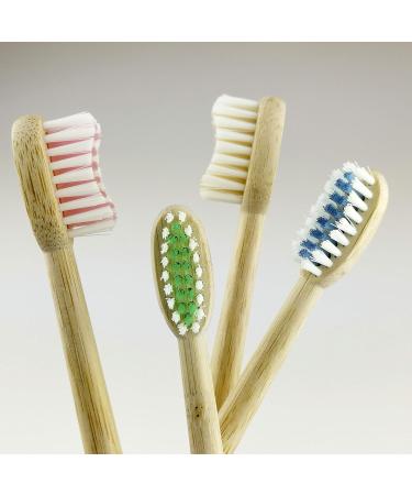Bambumi Bamboo Toothbrushes Set - Eco-Friendly BPA Free Biodegradable & Sustainable Wooden Toothbrushes (Red/Green/Blue/Bamboo) - Buy Online on GoSupps.com