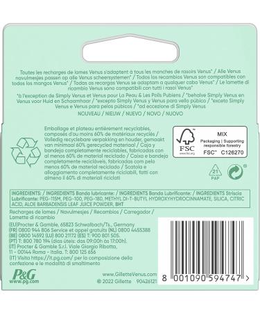 Gillette Venus Deluxe Smooth Sensitive Blade Refills X4 For Women 3 Blades - Buy Online on GoSupps.com