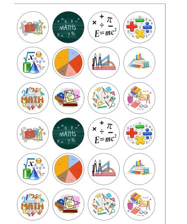 24 Pre-Cut Round Maths Mathamatics School Themed Edible Wafer paper Cake Toppers Decorations - Buy Online on GoSupps.com