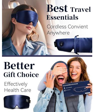 Silk Cordless Heated Eye Mask | Moist Heat Eye Compress for Dry Eyes & Stye Relief | Rechargeable & Washable | Comfortable Travel Sleep Mask in Navy Blue - Buy Online on GoSupps.com