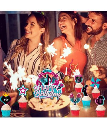 Music Birthday Cake Topper 25pcs Music Cupcake Toppers for Girl'S Music Karaoke Themed Cake Decorations Music Tok Party Birthday Supplies Celebration Favor - Buy Online on GoSupps.com