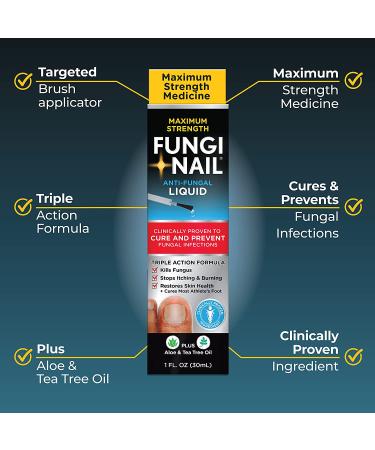 Fungi-Nail Anti-Fungal Liquid Solution - Clinically Proven to Cure Nail & Athlete's Foot Fungus with Tolnaftate - Buy Online on GoSupps.com