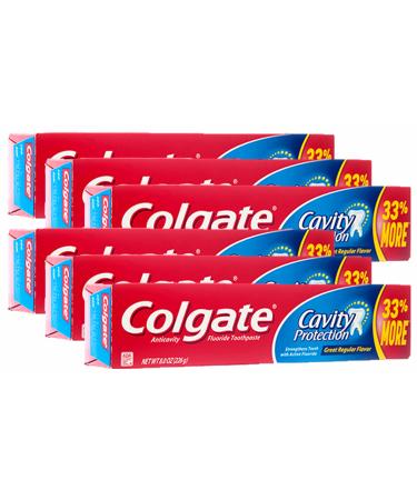 Colgate Cavity Protection Fluoride Toothpaste Regular Flavor - 8 oz Pack of 6