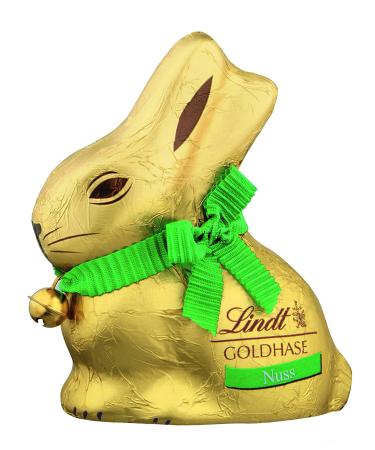 Lindt chocolate gold bunny |4 x 100 g |Fully milk nut chocolate in rabbit shape for Easter |20 % hazelnut content |Easter chocolate |Chocolate gift |Chocolate bunny |Easter bunny gold bunny nut 100g