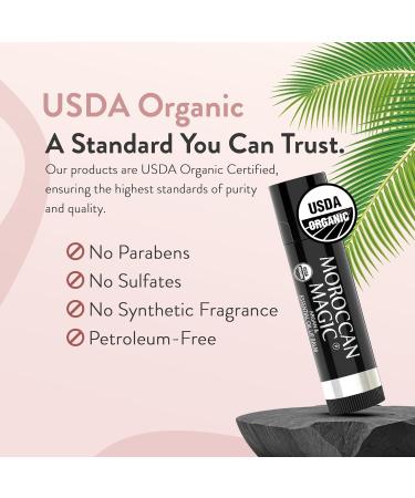 Moroccan Magic Organic Coconut Lip Balm 3 Pack - Cold Pressed Argan and Essential Oils, Smooth Application, Non-Toxic, Cruelty Free - Buy Online on GoSupps.com