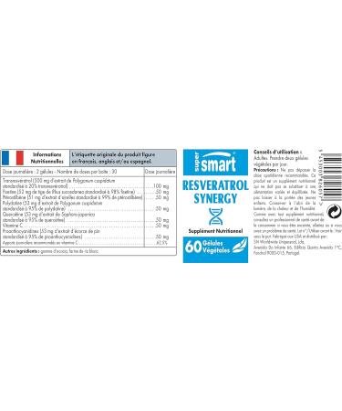 Resveratrol Synergy - Potent Natural Antioxidants | Fisetine Pterostilbene Quercetin Polydatin | Supports Oxidative Stress Relief | Gluten-Free by Supersmart - Buy Online on GoSupps.com