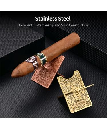 CIGARLOONG Cigar Stand Stainless Steel Foldable Travel Cigar Holder with PU Pouches(Gold) - Buy Online on GoSupps.com