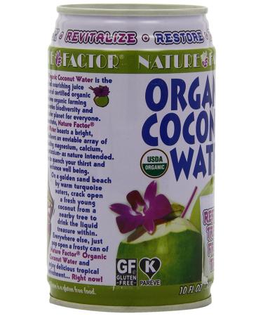 Nature Factor Organic Coconut Water 10oz Cans (12 Pack) - Pure Hydration in Convenient Packaging - Buy Online on GoSupps.com