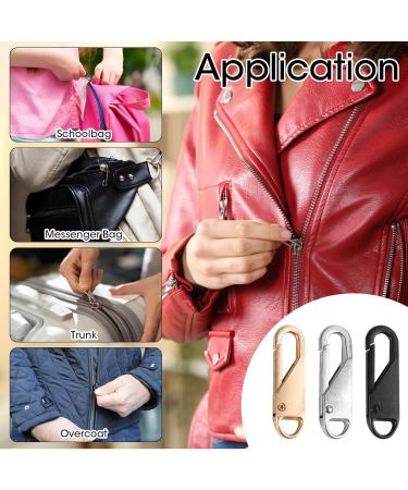 12-Piece Metal Zipper Pull Repair Set | Universal 35x10mm Zipper Trailers for Jackets Pockets Luggage & Wallets - 3 Colors - Buy Online on GoSupps.com