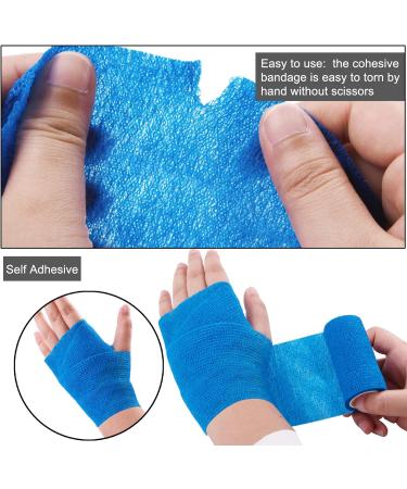 BQTQ 8 Rolls Cohesive Bandage 4 Inch Self Adherent Sport Wrap Tape for Ankle Sprains - Blue - Stretch Bandage Wrap for Humans and Animals - Buy Online on GoSupps.com