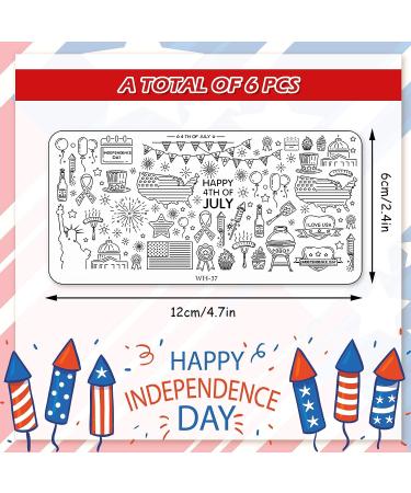 Whaline Patriotic Nail Stamping Plates - 6 Sheets American Flag Stars Gnome Images | 4th of July Nail Art for Independence Day DIY Manicure - Buy Online on GoSupps.com