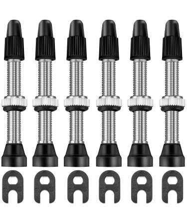 HESTYA 9 Pieces Presta Valve Stem 40 mm Tubeless Valve Stem Presta Valve Core Remover Tool Kit for Bicycle Black