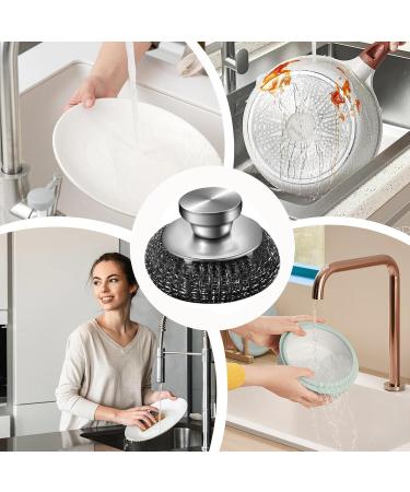 Stainless Steel Scourers Sponges Stainless Steel Scrubber Dish Brush Tile Cleaning Scrubber Brush for Cleaning Barbecue Grills Wash Sink Silver - Buy Online on GoSupps.com