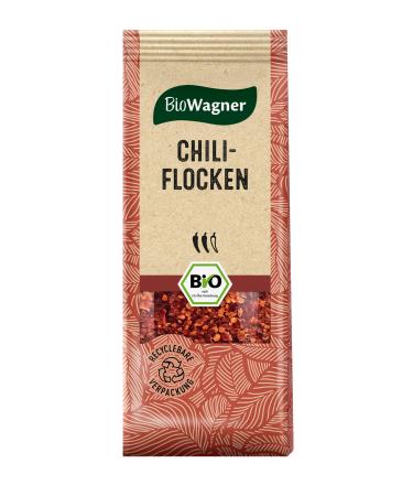 Biowagner - organic chilli flakes |Ideal as a sharp topping on pasta or desserts |Natural organic ingredients |Recyclebare packaging |40 g
