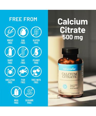 NatureWise Calcium Citrate 500mg Capsules - Supplement for Bone Health - Easy to Digest & Absorb - Vegan Non-GMO Gluten-Free - 90 Count 30-Day Supply  - Buy Online on GoSupps.com