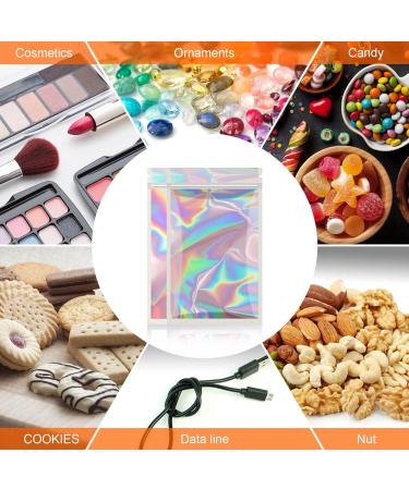 100 Pack Holographic Resealable Bags with Front Window and Color Labels | Mylar Ziplock Candy Sample Bags for Small Business | 2.4x3.9 Inch - Buy Online on GoSupps.com