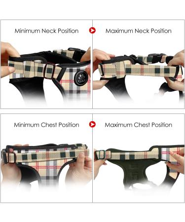 Nestroad Large Dog Harness & Leash Set - Beige Checkered Custom Fit for Dogs (Neck 38-48cm Chest 48-74cm) - Safety Belt for Car Travel - Buy Online on GoSupps.com