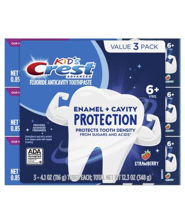 Crest Kids Advanced Toothpaste Enamel + Cavity Protection with Fluoride for Anticavity, 4.1oz (Pack of 3)