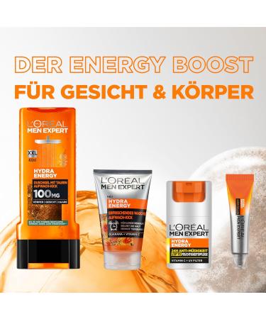 L'Or al Men Expert 24h Anti-Fatigue Moisturizer with SPF 15 - Invigorating Face Cream with Vitamin C & Proteins - Hydra Energy Pack of 2 (50ml each) - International Shipping Available - Buy Online on GoSupps.com