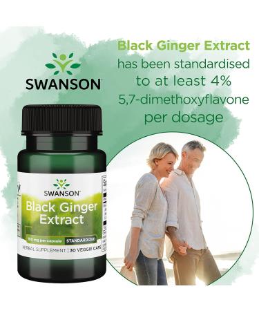 Swanson Black Ginger Extract 100mg - High Strength 30 Vegan Capsules - Lab Tested - Vegetarian - Non GMO - Buy Online on GoSupps.com