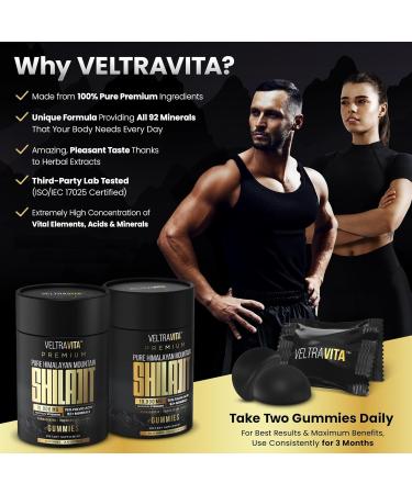 VeltraVita Pure Himalayan Shilajit Gummies with Ginkgo Biloba Chaga & KSM-66 Ashwagandha | Shilajit for Men & Women |10000 mg Max Potency | 76%+ Fulvic Acid & 92+ Trace Minerals | Sugar Free - Buy Online on GoSupps.com
