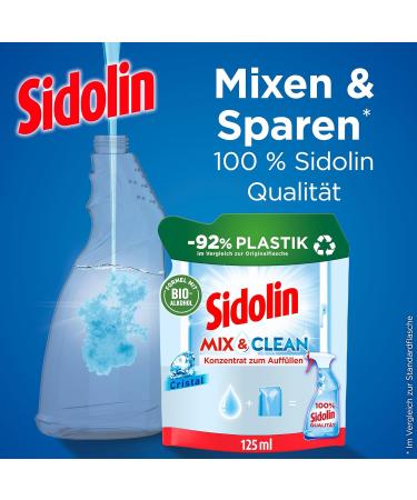 Sidolin Mix & Clean Concentrate Set - 2x125ml Glass Cleaner with Organic Alcohol | Crystal & Citrus | Ultimate Clean Gloss & Protection for Windows - Buy Online on GoSupps.com