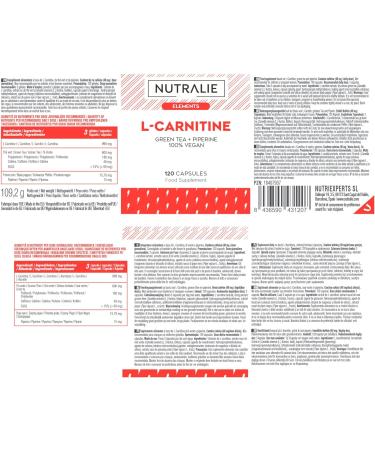 L-Carnitine High Strength Supplement | Vegan Capsules with Green Tea & Black Pepper | 120 Capsules by Nutralie - Buy Online on GoSupps.com