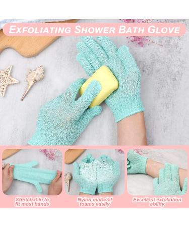 Exfoliating Shower Bath Gloves & Back Scrubber Set - Daily Body & Face Scrub for Ultimate Exfoliation (Green - Buy Online on GoSupps.com