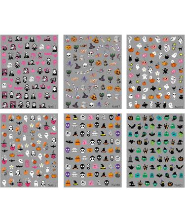 3D Halloween Nail Stickers 6 Sheets 5D Self-Adhesive Embossed Nail Decal Star Pumpkin Ghosts Nail Art Decoration Design Supplies - Buy Online on GoSupps.com