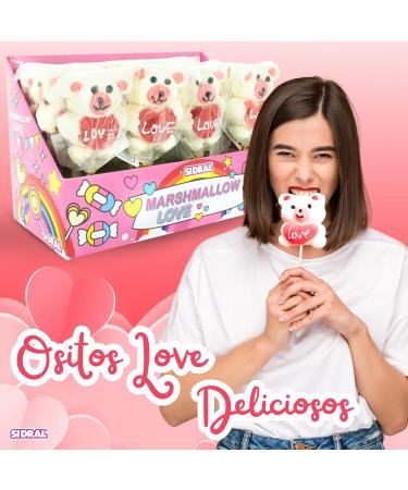 SIDRAL Pack of 16 Strawberry Marshmallow Bear Lollipops (30g) - Valentine's Day Lollipops Gluten-Free Treat Kit - Valentine's Day Sweets Gifts for Couples - Buy Online on GoSupps.com
