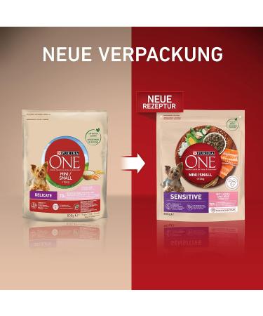 PURINA ONE Mini/Small Delicate Dry Food for Small Dogs Rich in Salmon and Rice 8 x 800 g Cans - Buy Online on GoSupps.com