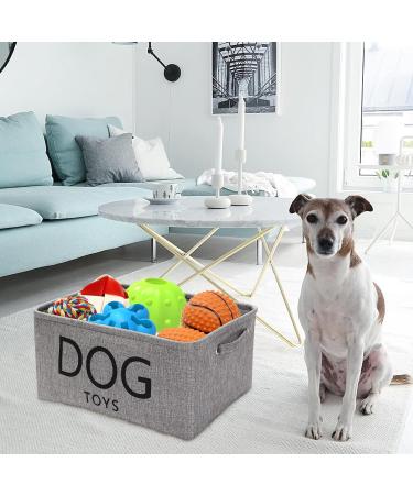 Pethiy Linen Storage Basket for Dog Toys - 24L Toy Box with Handles | Gray Pet Accessory Storage | 40x30x20cm - Buy Online on GoSupps.com
