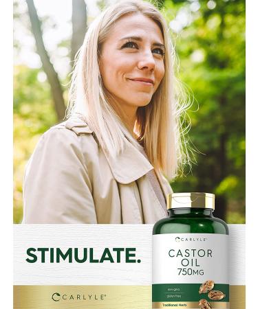 Castor Oil 750mg Softgels - 200 Pills | Non-GMO & Gluten-Free Herbal Supplement by Carlyle - Buy Online on GoSupps.com